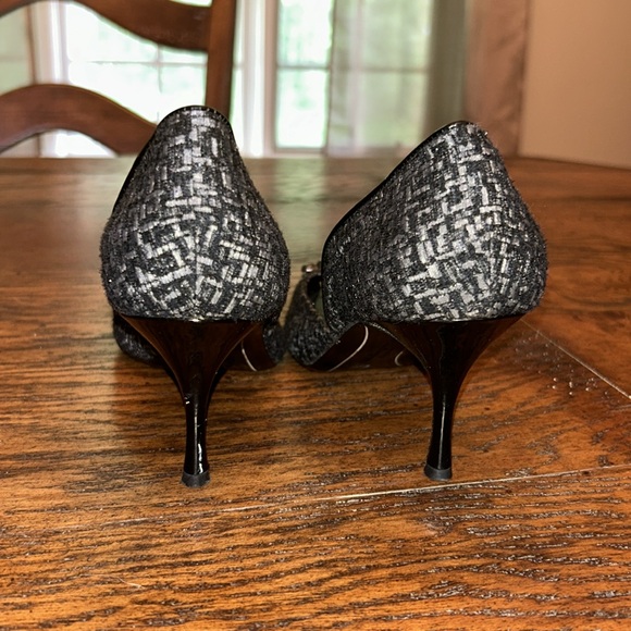 Vintage Authentic Salvatore Ferragamo Tweed Floral Designed Heels Size 7 - Picture 4 of 8